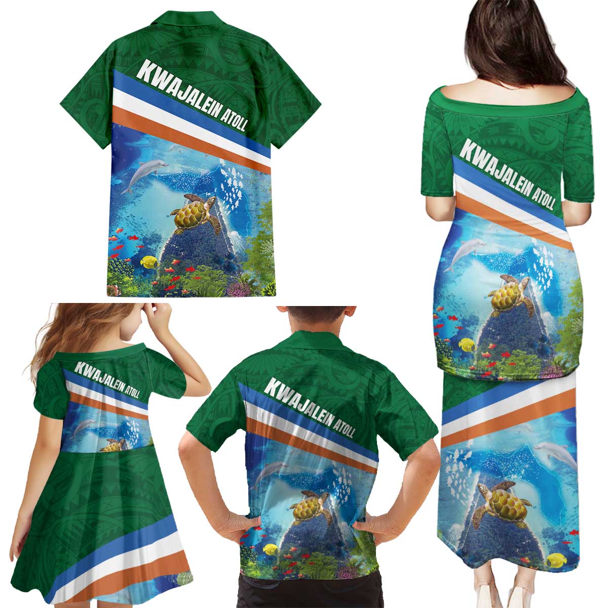 Marshall Islands Kwajalein Atoll Family Matching Puletasi and Hawaiian Shirt Polynesian Pattern and Undersea Animals LT03 - Polynesian Pride