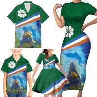 Marshall Islands Kwajalein Atoll Family Matching Short Sleeve Bodycon Dress and Hawaiian Shirt Polynesian Pattern and Undersea Animals LT03 - Polynesian Pride