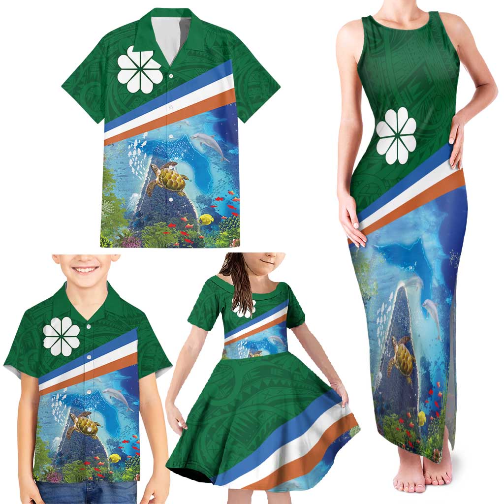 Marshall Islands Kwajalein Atoll Family Matching Tank Maxi Dress and Hawaiian Shirt Polynesian Pattern and Undersea Animals LT03 - Polynesian Pride