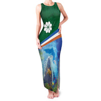 Marshall Islands Kwajalein Atoll Family Matching Tank Maxi Dress and Hawaiian Shirt Polynesian Pattern and Undersea Animals LT03 Mom's Dress Blue - Polynesian Pride