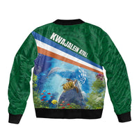 Marshall Islands Kwajalein Atoll Sleeve Zip Bomber Jacket Polynesian Pattern and Undersea Animals LT03 - Polynesian Pride