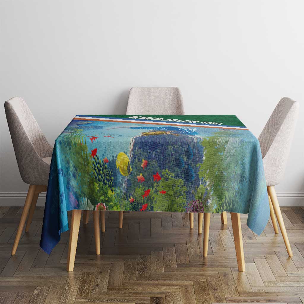 Marshall Islands Kwajalein Atoll Tablecloth Polynesian Pattern and Undersea Animals
