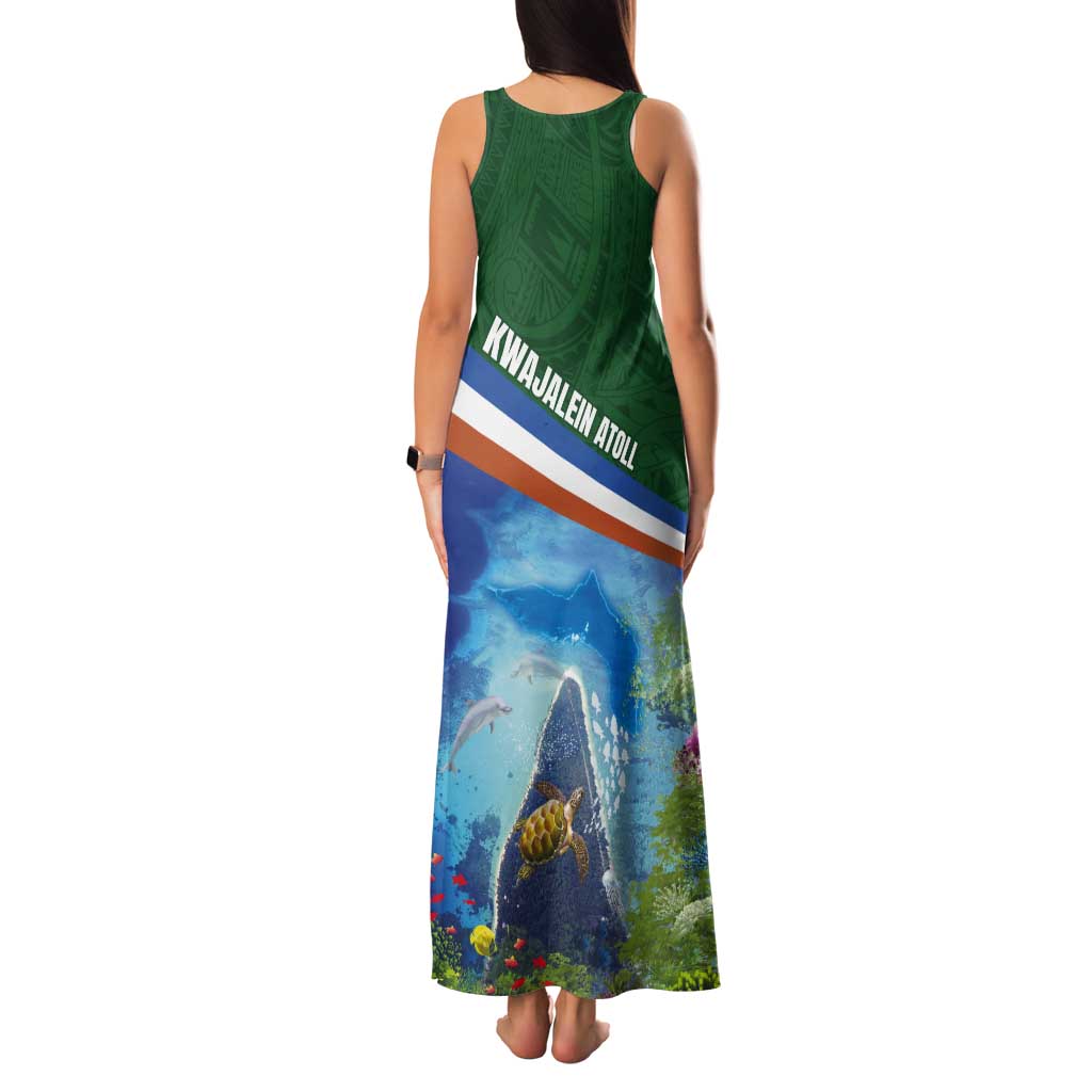 Marshall Islands Kwajalein Atoll Tank Maxi Dress Polynesian Pattern and Undersea Animals
