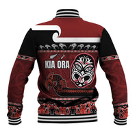 New Zealand Culture Baseball Jacket Kia Ora Aotearoa Moko Tattoo Mask with Waka and Maori Art Pattern LT03 - Polynesian Pride