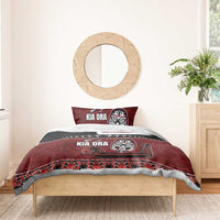 New Zealand Culture Bedding Set Kia Ora Aotearoa Moko Tattoo Mask with Waka and Maori Art Pattern LT03 - Polynesian Pride