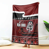 New Zealand Culture Blanket Kia Ora Aotearoa Moko Tattoo Mask with Waka and Maori Art Pattern LT03 - Polynesian Pride