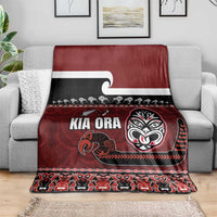 New Zealand Culture Blanket Kia Ora Aotearoa Moko Tattoo Mask with Waka and Maori Art Pattern LT03 - Polynesian Pride