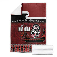 New Zealand Culture Blanket Kia Ora Aotearoa Moko Tattoo Mask with Waka and Maori Art Pattern LT03 - Polynesian Pride