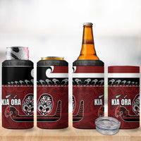 New Zealand Culture 4 in 1 Can Cooler Tumbler Kia Ora Aotearoa Moko Tattoo Mask with Waka and Maori Art Pattern LT03 - Polynesian Pride