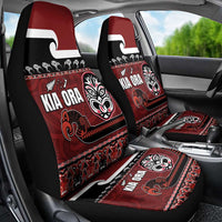 New Zealand Culture Car Seat Cover Kia Ora Aotearoa Moko Tattoo Mask with Waka and Maori Art Pattern LT03 - Polynesian Pride