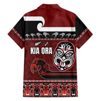 New Zealand Culture Family Matching Off The Shoulder Long Sleeve Dress and Hawaiian Shirt Kia Ora Aotearoa Moko Tattoo Mask with Waka and Maori Art Pattern LT03 - Polynesian Pride