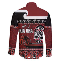 New Zealand Culture Family Matching Off Shoulder Maxi Dress and Hawaiian Shirt Kia Ora Aotearoa Moko Tattoo Mask with Waka and Maori Art Pattern LT03 - Polynesian Pride