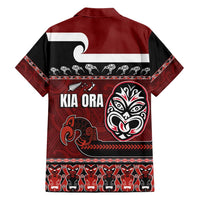 New Zealand Culture Family Matching Short Sleeve Bodycon Dress and Hawaiian Shirt Kia Ora Aotearoa Moko Tattoo Mask with Waka and Maori Art Pattern LT03 - Polynesian Pride