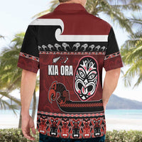 New Zealand Culture Hawaiian Shirt Kia Ora Aotearoa Moko Tattoo Mask with Waka and Maori Art Pattern LT03 - Polynesian Pride