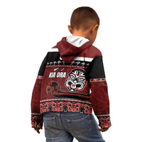New Zealand Culture Kid Hoodie Kia Ora Aotearoa Moko Tattoo Mask with Waka and Maori Art Pattern LT03 - Polynesian Pride