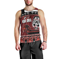 New Zealand Culture Men Tank Top Kia Ora Aotearoa Moko Tattoo Mask with Waka and Maori Art Pattern LT03 - Polynesian Pride