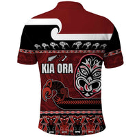 New Zealand Culture Polo Shirt Kia Ora Aotearoa Moko Tattoo Mask with Waka and Maori Art Pattern LT03 - Polynesian Pride