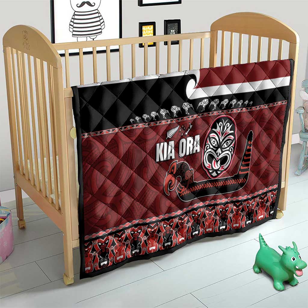 New Zealand Culture Quilt Kia Ora Aotearoa Moko Tattoo Mask with Waka and Maori Art Pattern LT03 - Polynesian Pride