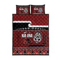 New Zealand Culture Quilt Bed Set Kia Ora Aotearoa Moko Tattoo Mask with Waka and Maori Art Pattern LT03 - Polynesian Pride