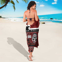 New Zealand Culture Sarong Kia Ora Aotearoa Moko Tattoo Mask with Waka and Maori Art Pattern LT03 - Polynesian Pride