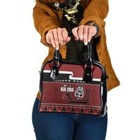 New Zealand Culture Shoulder Handbag Kia Ora Aotearoa Moko Tattoo Mask with Waka and Maori Art Pattern LT03 One Size Red - Polynesian Pride