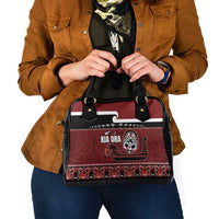 New Zealand Culture Shoulder Handbag Kia Ora Aotearoa Moko Tattoo Mask with Waka and Maori Art Pattern LT03 - Polynesian Pride