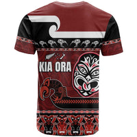 New Zealand Culture T Shirt Kia Ora Aotearoa Moko Tattoo Mask with Waka and Maori Art Pattern LT03 - Polynesian Pride