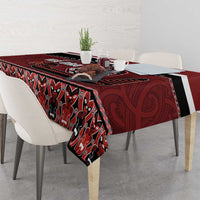New Zealand Culture Tablecloth Kia Ora Aotearoa Moko Tattoo Mask with Waka and Maori Art Pattern LT03 - Polynesian Pride