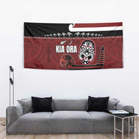 New Zealand Culture Tapestry Kia Ora Aotearoa Moko Tattoo Mask with Waka and Maori Art Pattern LT03 - Polynesian Pride