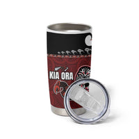 New Zealand Culture Tumbler Cup Kia Ora Aotearoa Moko Tattoo Mask with Waka and Maori Art Pattern LT03 - Polynesian Pride