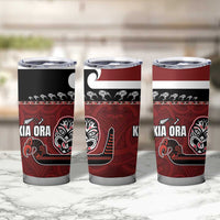 New Zealand Culture Tumbler Cup Kia Ora Aotearoa Moko Tattoo Mask with Waka and Maori Art Pattern LT03 - Polynesian Pride