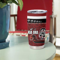 New Zealand Culture Tumbler Cup Kia Ora Aotearoa Moko Tattoo Mask with Waka and Maori Art Pattern LT03 - Polynesian Pride