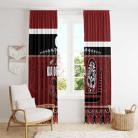 New Zealand Culture Window Curtain Kia Ora Aotearoa Moko Tattoo Mask with Waka and Maori Art Pattern LT03 - Polynesian Pride