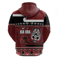 New Zealand Culture Zip Hoodie Kia Ora Aotearoa Moko Tattoo Mask with Waka and Maori Art Pattern LT03 - Polynesian Pride
