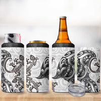 New Zealand Gecko Maori Art Tattoo 4 in 1 Can Cooler Tumbler White Color LT03 - Polynesian Pride