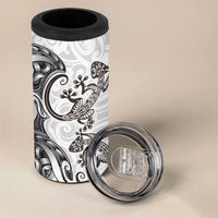 New Zealand Gecko Maori Art Tattoo 4 in 1 Can Cooler Tumbler White Color LT03 - Polynesian Pride