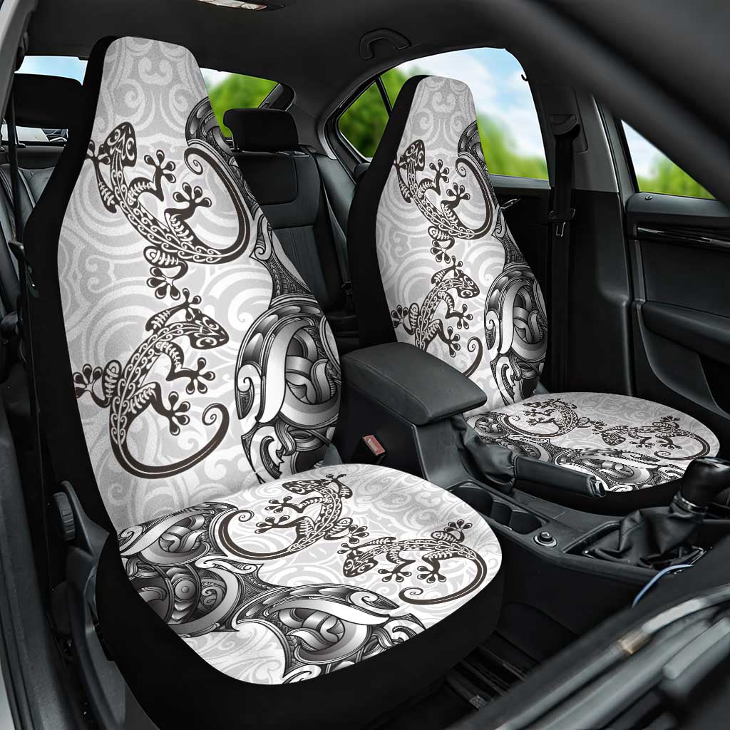 New Zealand Gecko Maori Art Tattoo Car Seat Cover White Color LT03 One Size White - Polynesian Pride