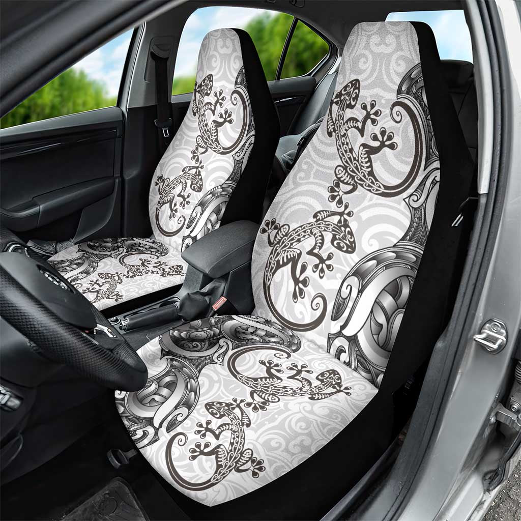New Zealand Gecko Maori Art Tattoo Car Seat Cover White Color LT03 - Polynesian Pride