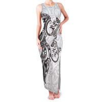 New Zealand Gecko Maori Art Tattoo Family Matching Tank Maxi Dress and Hawaiian Shirt White Color LT03 Mom's Dress White - Polynesian Pride