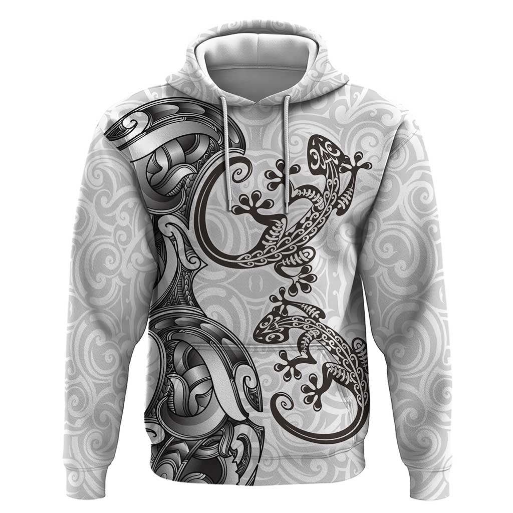 New Zealand Gecko Maori Art Tattoo Hoodie White Color LT03 Pullover Hoodie White - Polynesian Pride