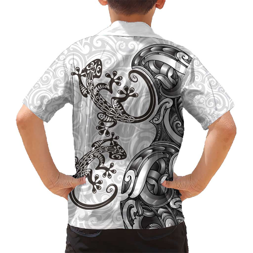 New Zealand Gecko Maori Art Tattoo Kid Hawaiian Shirt White Color LT03 - Polynesian Pride