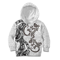 New Zealand Gecko Maori Art Tattoo Kid Hoodie White Color LT03 Hoodie White - Polynesian Pride