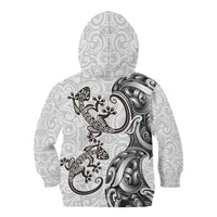 New Zealand Gecko Maori Art Tattoo Kid Hoodie White Color LT03 - Polynesian Pride