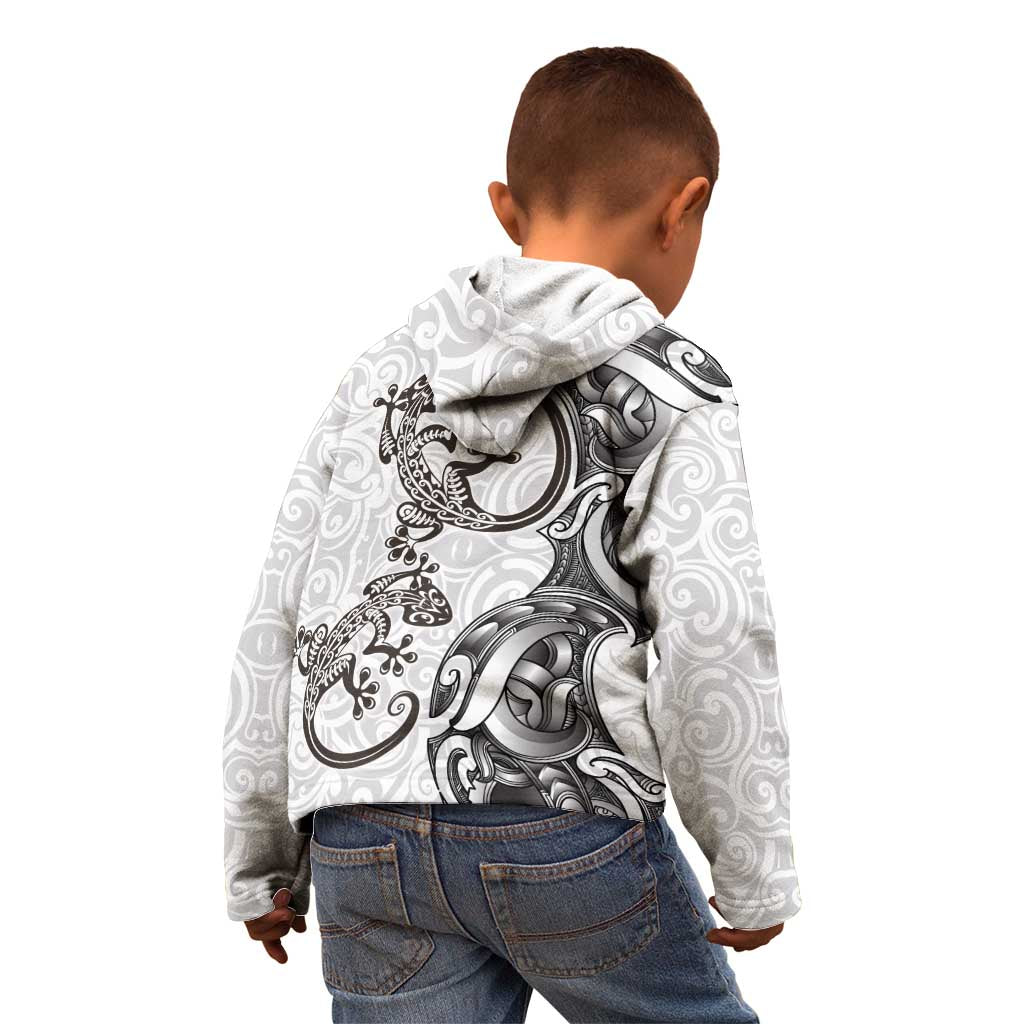 New Zealand Gecko Maori Art Tattoo Kid Hoodie White Color LT03 - Polynesian Pride