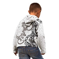 New Zealand Gecko Maori Art Tattoo Kid Hoodie White Color LT03 - Polynesian Pride