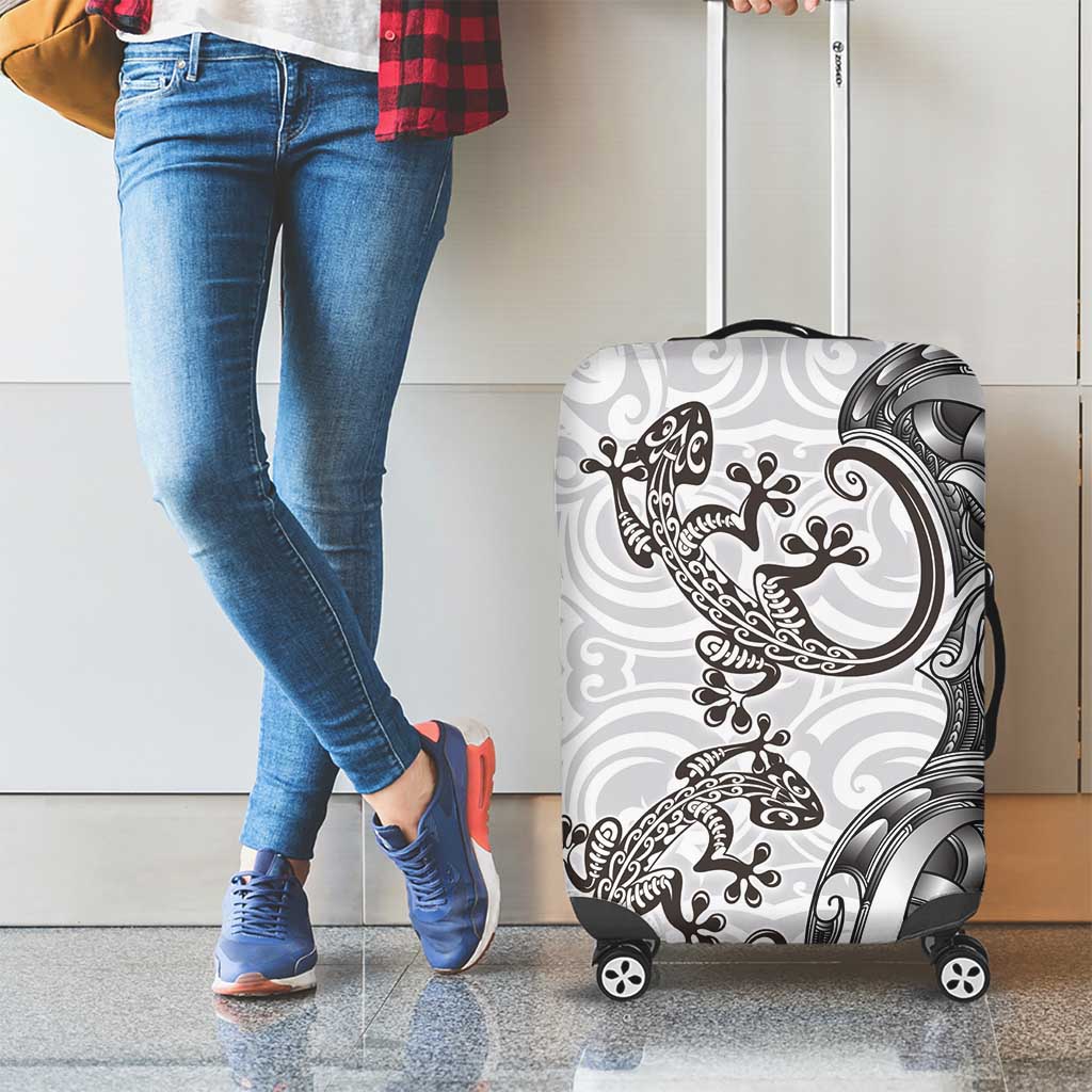 New Zealand Gecko Maori Art Tattoo Luggage Cover White Color