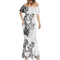 New Zealand Gecko Maori Art Tattoo Mermaid Dress White Color LT03 - Polynesian Pride