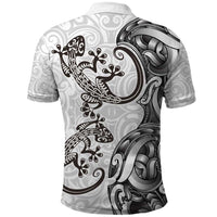 New Zealand Gecko Maori Art Tattoo Polo Shirt White Color LT03 - Polynesian Pride