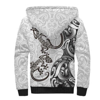 New Zealand Gecko Maori Art Tattoo Sherpa Hoodie White Color LT03 - Polynesian Pride