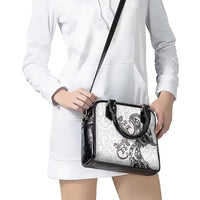 New Zealand Gecko Maori Art Tattoo Shoulder Handbag White Color